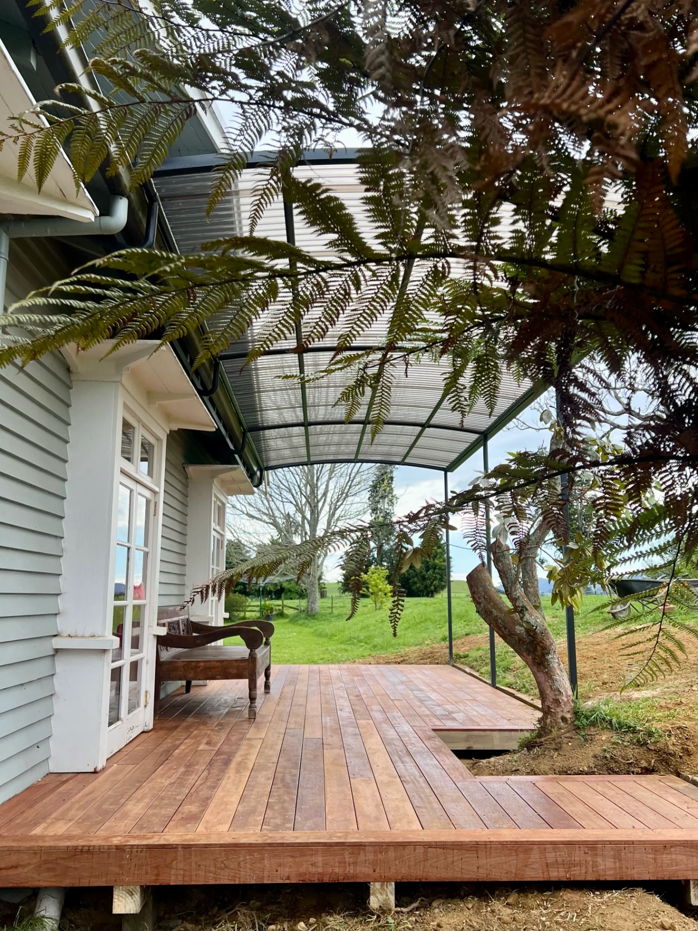 Custom timber deck build in a Nelson garden